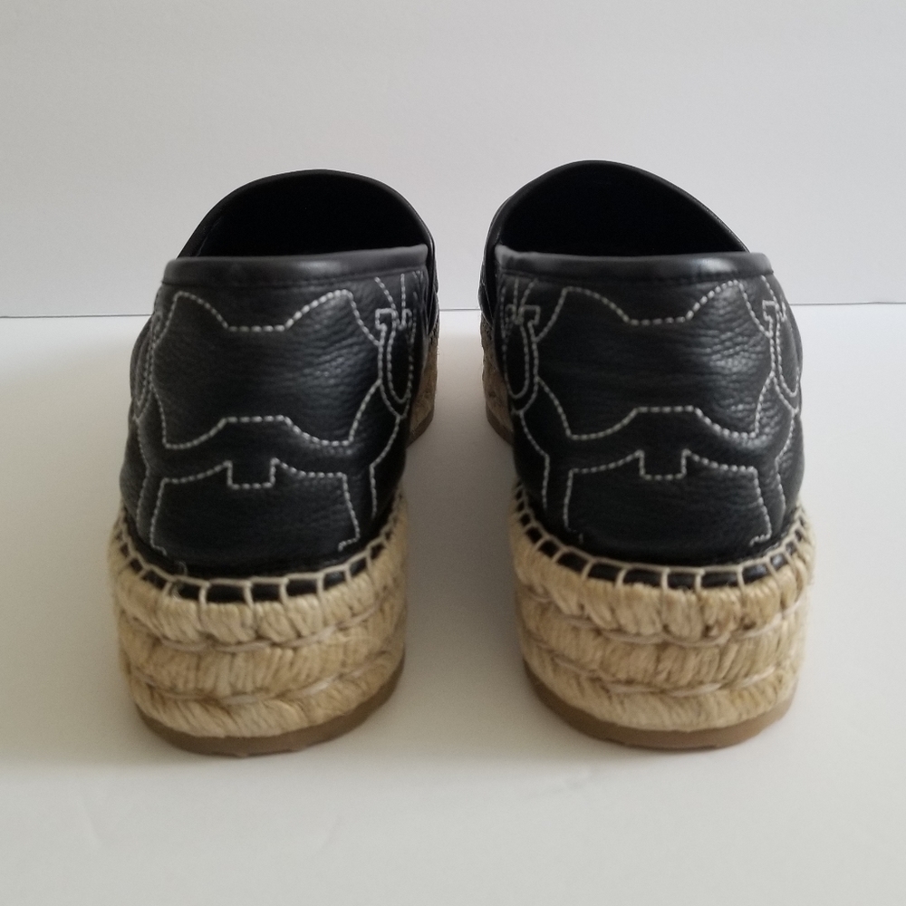 Salvatore Ferragamo Logo Embroidered Leather Platform Espadrilles Size 1… - Picture 4 of 6